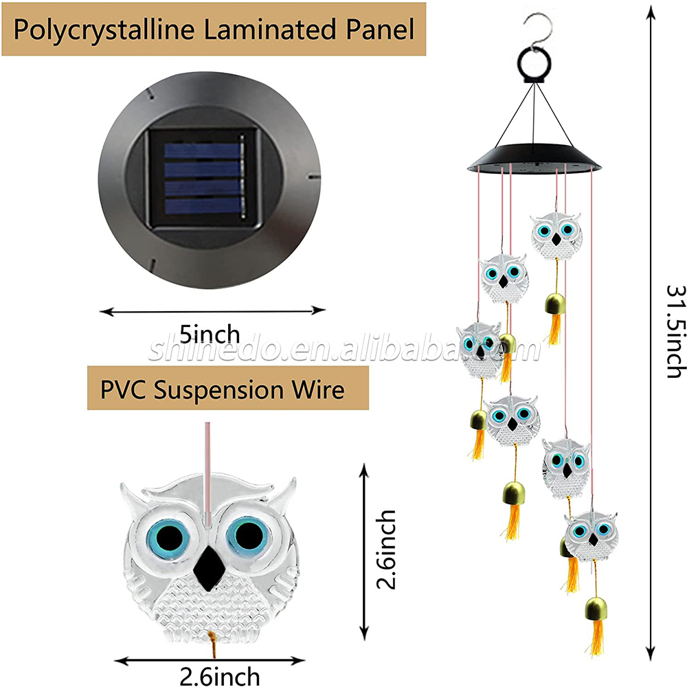 Solar Owl Wind Chimes, Thanksgiving/Christmas/Birthday Gifts for Mom/Grandma