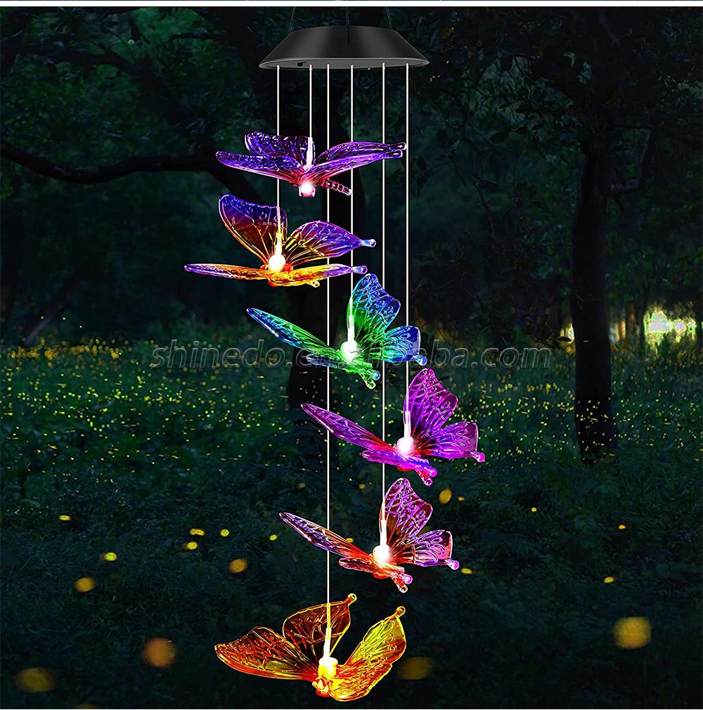 Butterfly Wind Chimes Outdoor, Color-Changing Waterproof LED Mobile Solar Powered Light for Home Party Yard Garden Decoration, Birthday Gifts for Women, Gifts for Mom Grandma Teacher