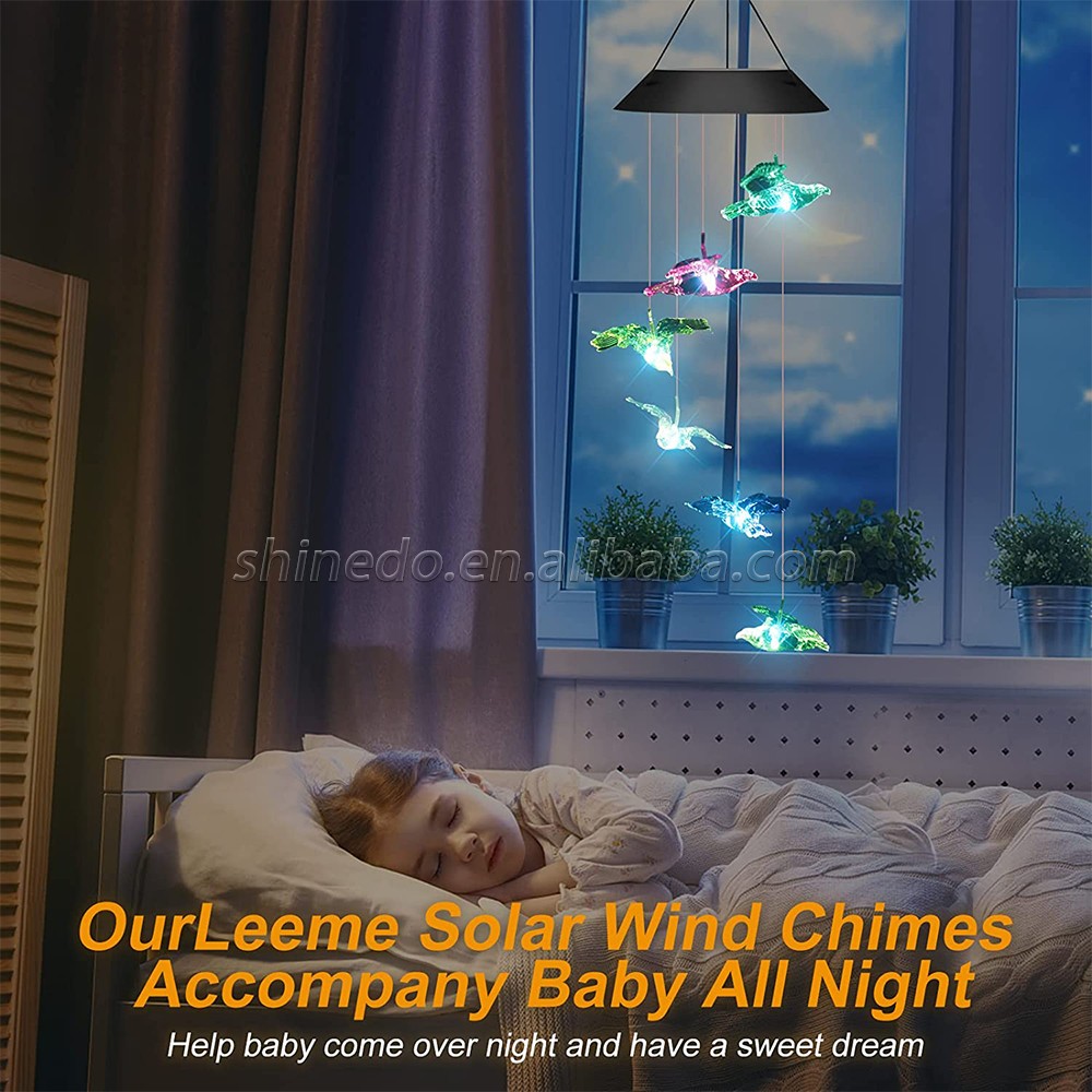 Color Changing LED Eagle Solar Wind Chime Hanging Light Waterproof Solar Powered Hnaging Decorative