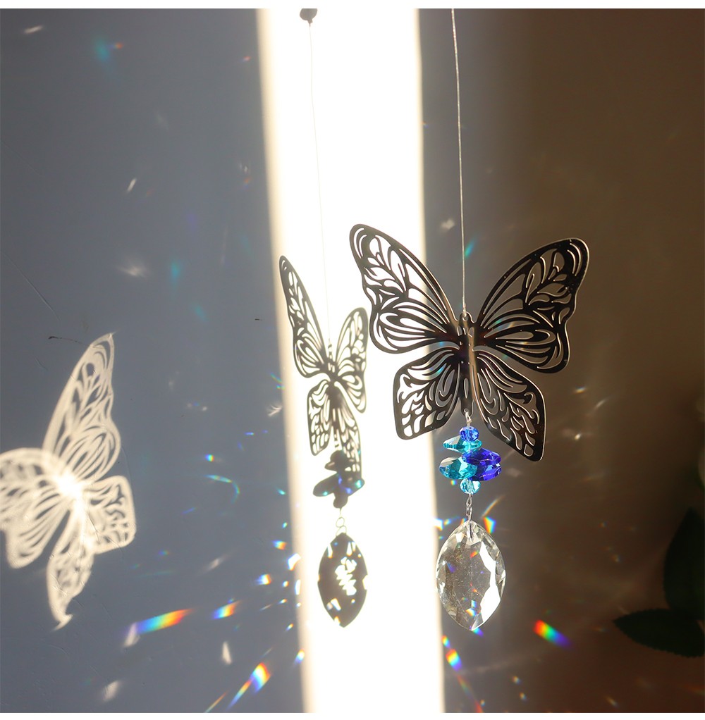 Handmade Butterfly Crystal Prism Rainbow Maker Hanging Suncatcher