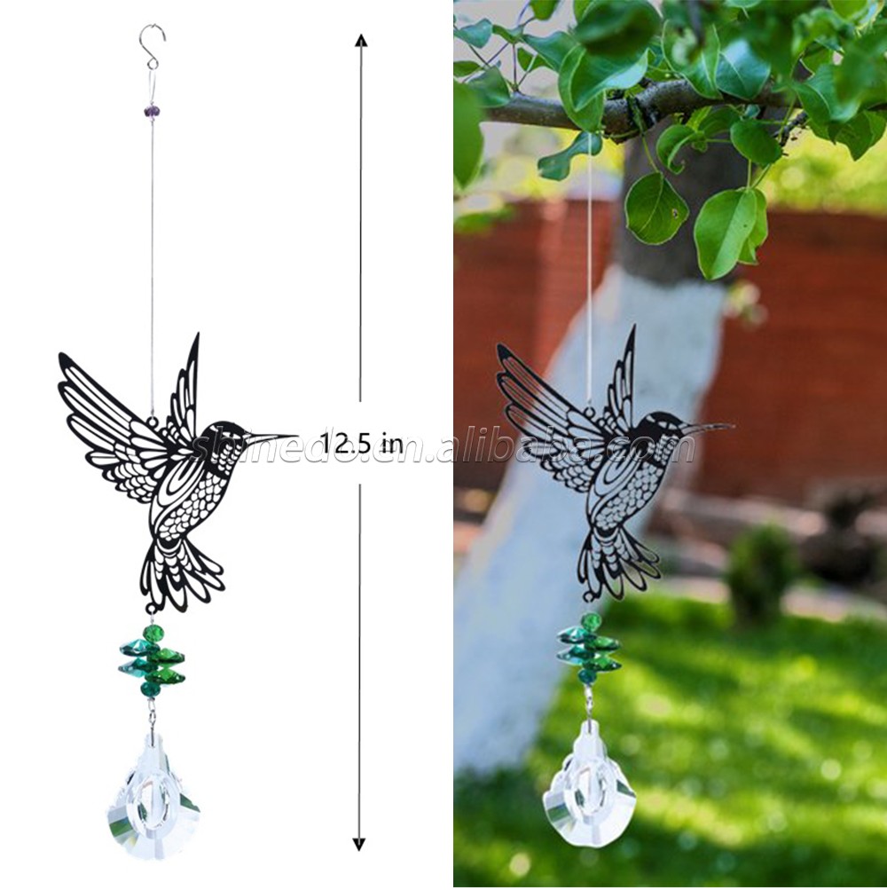 Handmade Hummingbird Crystal Prism Rainbow Maker Hanging Suncatcher