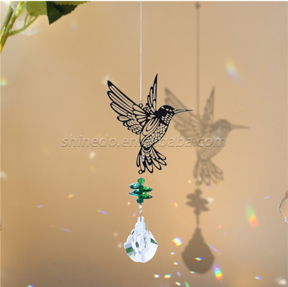 Handmade Hummingbird Crystal Prism Rainbow Maker Hanging Suncatcher