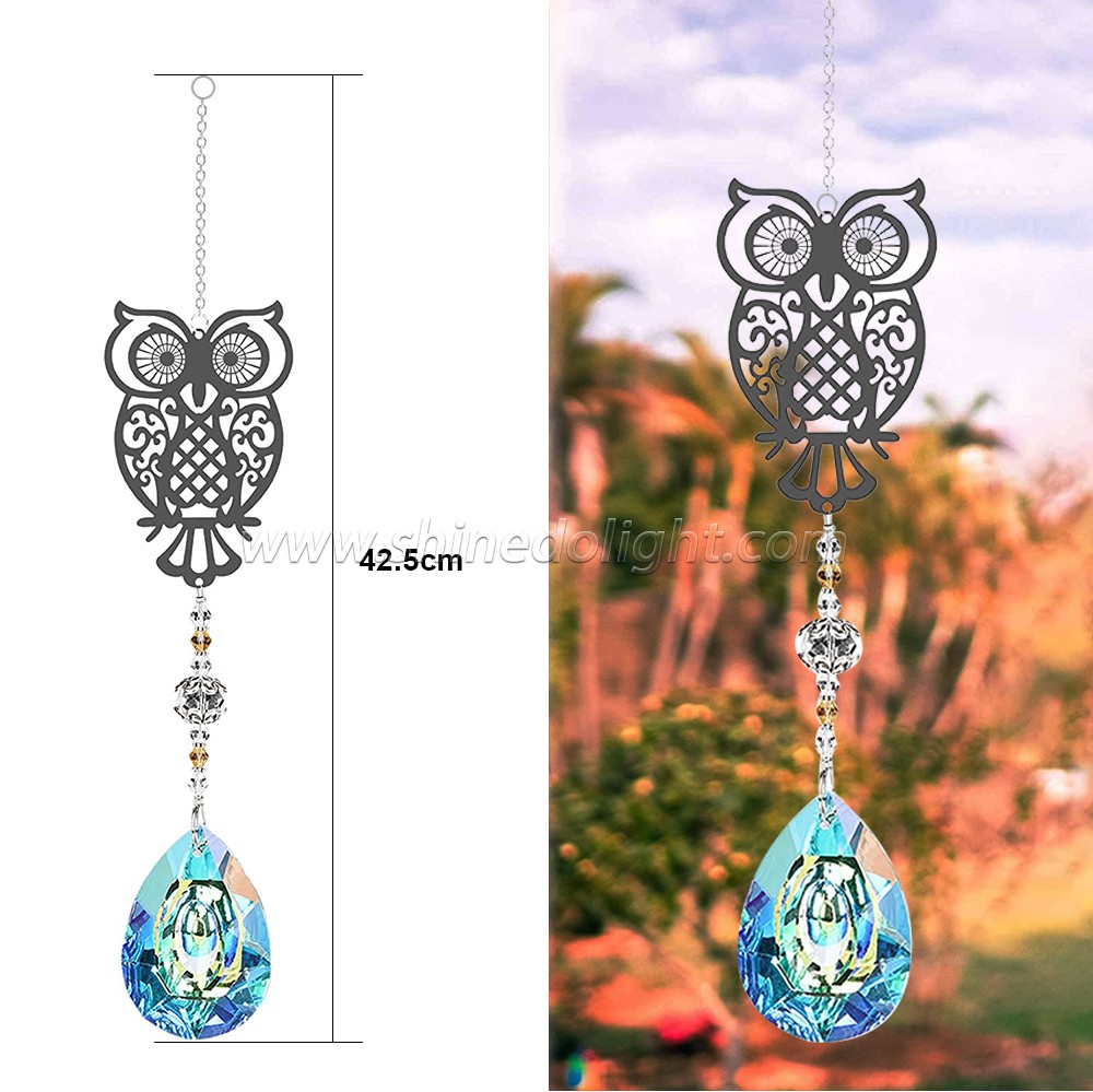 Crystal Suncatchers with Prisms Hanging Window Sun Catcher Decor Indoor Rainbow Maker Ornament Owl Prism Suncatchers