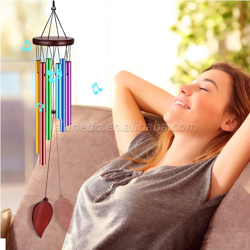 Aluminium Wind Chime with 6 Colors Tuned Tubes Memorial Wind Chime Outside and Home Decor Meaningful Gift