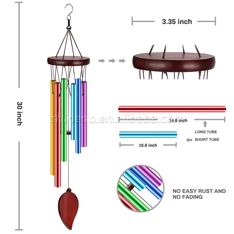 Aluminium Wind Chime with 6 Colors Tuned Tubes Memorial Wind Chime Outside and Home Decor Meaningful Gift