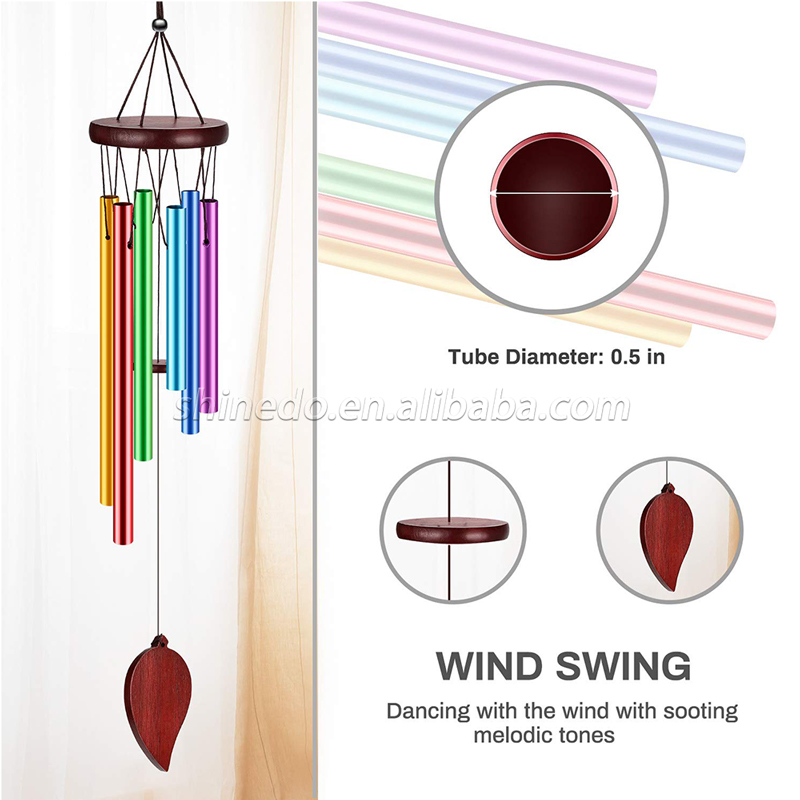 Aluminium Wind Chime with 6 Colors Tuned Tubes Memorial Wind Chime Outside and Home Decor Meaningful Gift