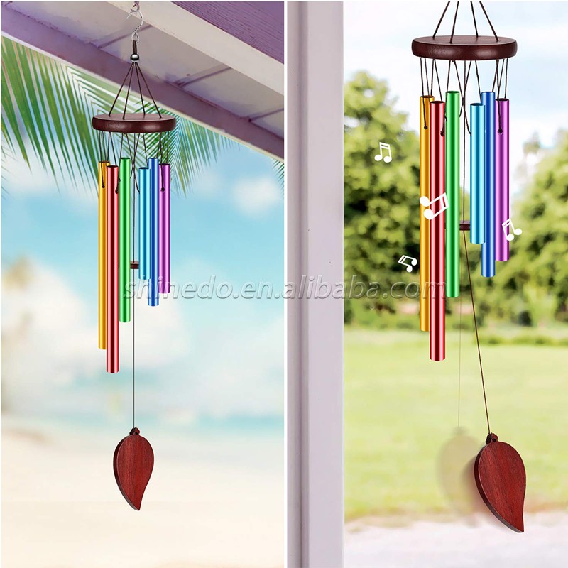 Aluminium Wind Chime with 6 Colors Tuned Tubes Memorial Wind Chime Outside and Home Decor Meaningful Gift