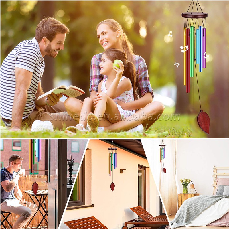 Aluminium Wind Chime with 6 Colors Tuned Tubes Memorial Wind Chime Outside and Home Decor Meaningful Gift