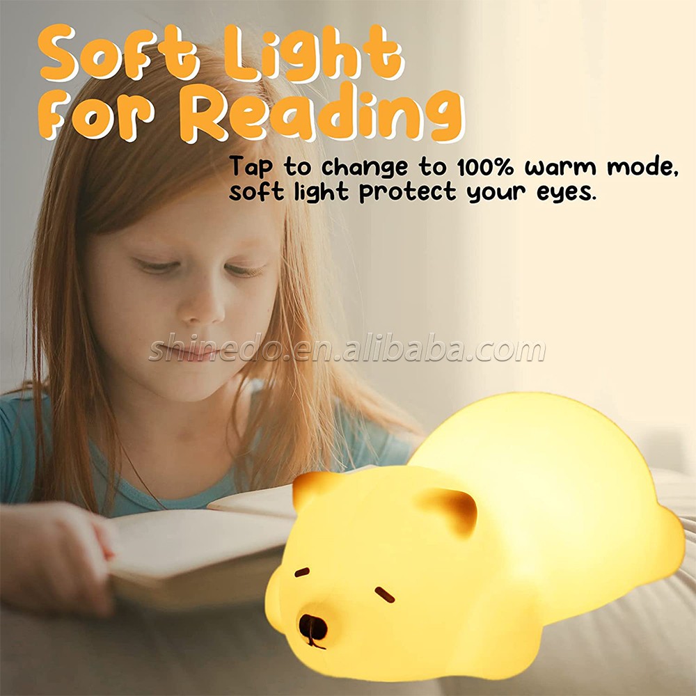 Sleeping Bear Night Light Soft Animal Silicone Night Light for Kids Room Bedroom SD-SR038