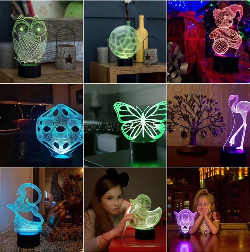 3D Led Night Light Acrylic 3D LED Touch Base with USB Cable SD-SR029