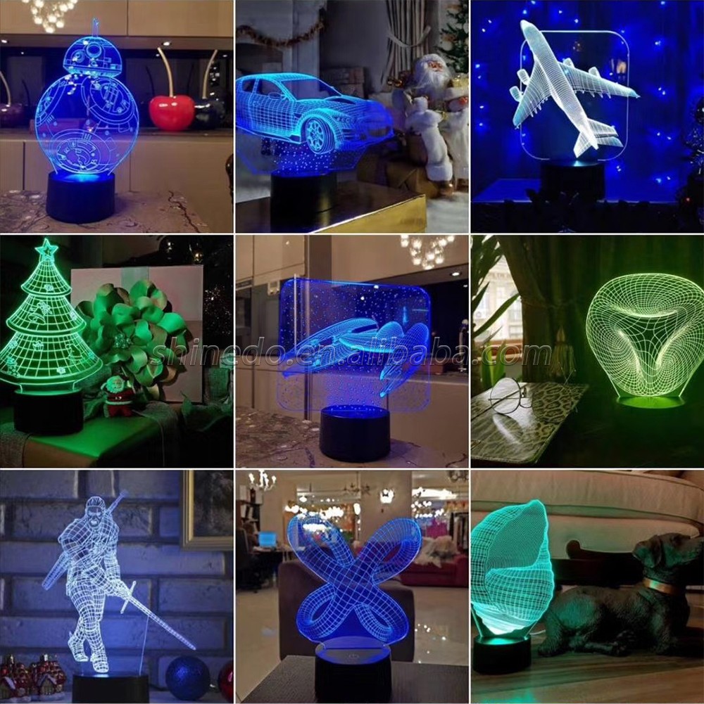 3D Led Night Light Acrylic 3D LED Touch Base with USB Cable SD-SR029