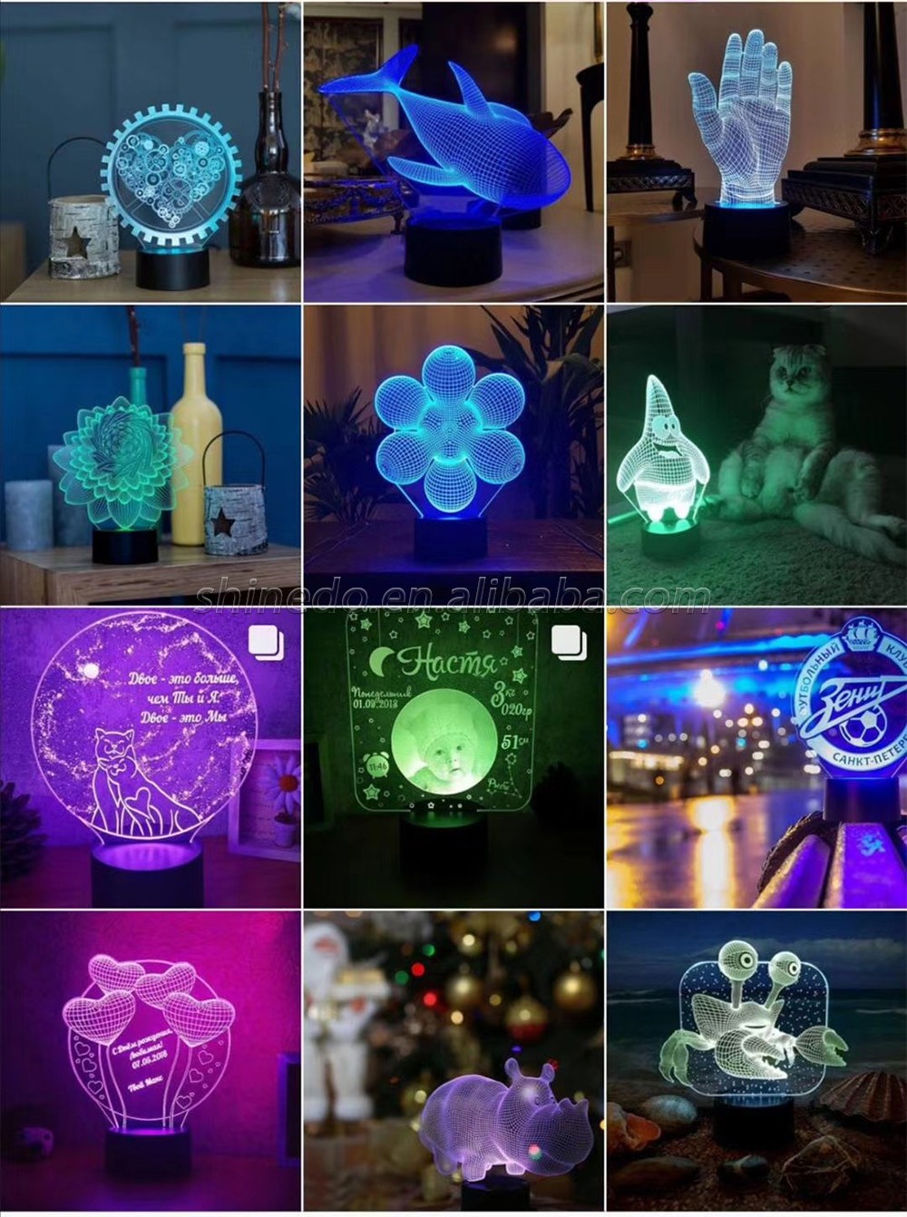 3D Led Night Light Acrylic 3D LED Touch Base with USB Cable SD-SR029