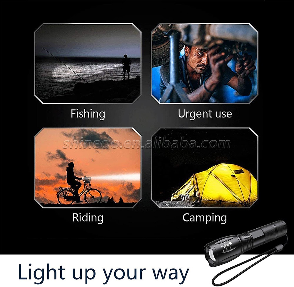 Hand LED flash torch light Outdoor 1200 Lumen XML T6 Waterproof LED Zoomable Flashlight