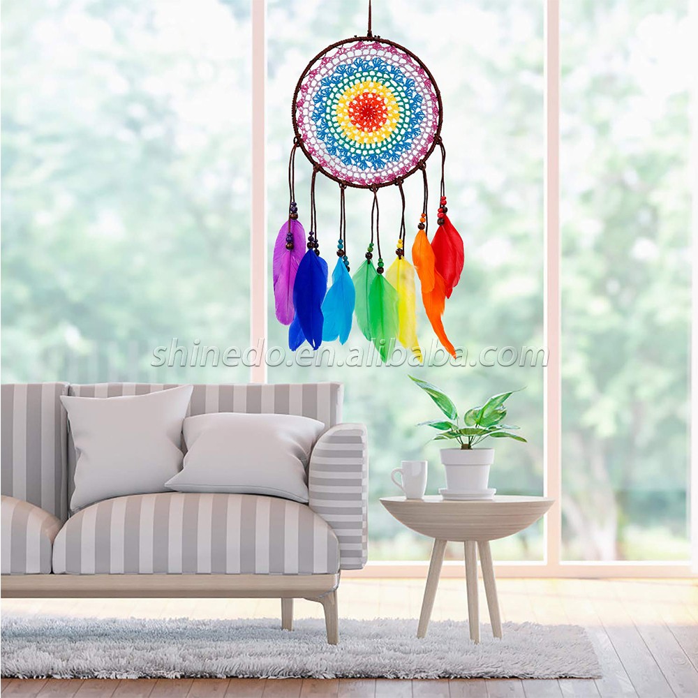 Handmade wall hanging colorful feather Dream Catcher decoration home decor Gift