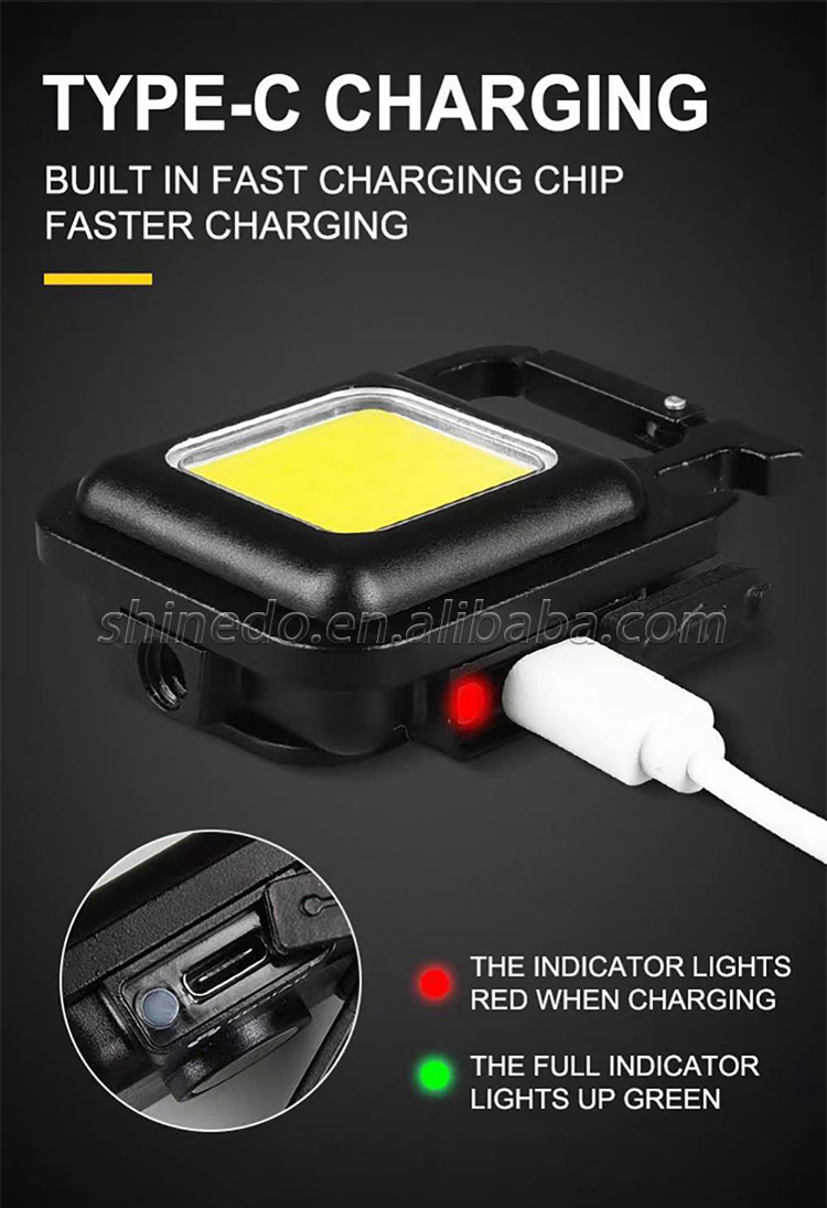 Mini 3 light Modes Bright LED light USB  Rechargeable torch Small Pocke Camping Work Keychain Flashlight Light