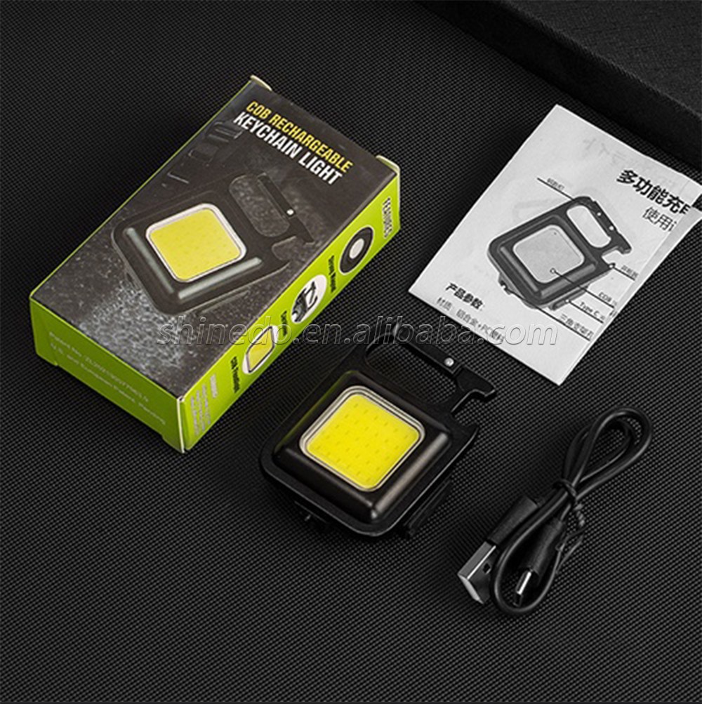 Mini 3-in-1 portable pocket keychain light bottle opener and magnet base COB small flashlight waterproof LED work light