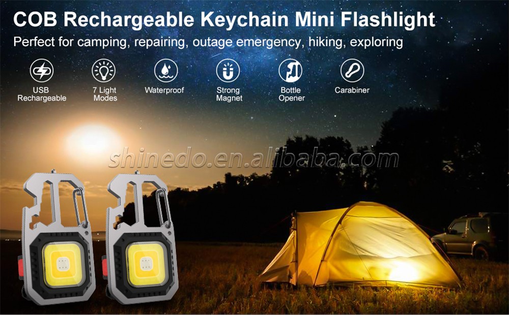 Portable Rechargeable LED Flashlight Keychain Light Torch Lantern  Work Light Camping Light Mini Led Flashlight