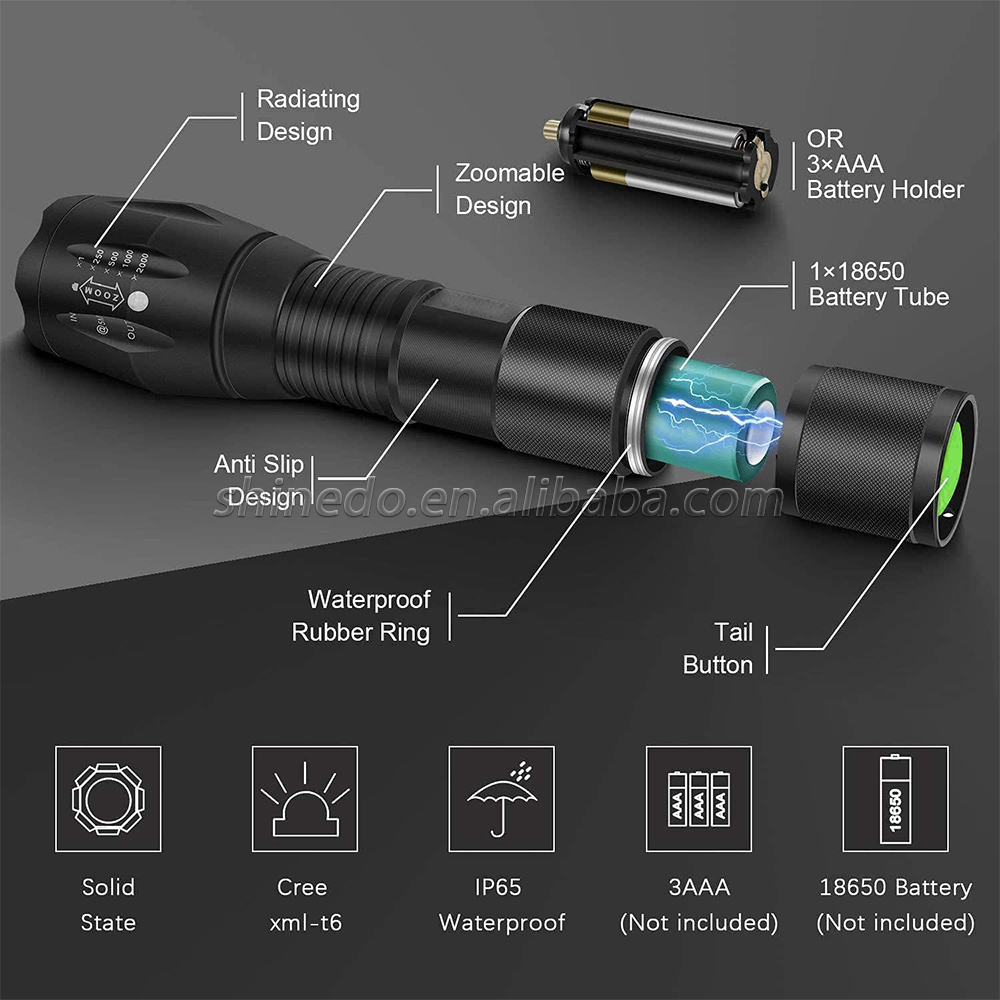 Super Bright flash light, Aluminum High Power 1000 lumen 10W Rechargeable Led Torch Novelty Gifts Flashlight