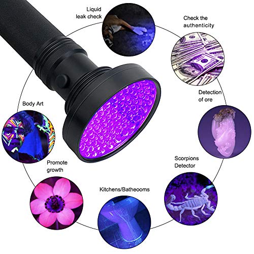 UV Flashlight Black Light, 100 LED 395 nM Ultraviolet Blacklight Detector for Dog Urine, Pet Stains and Bed Bug