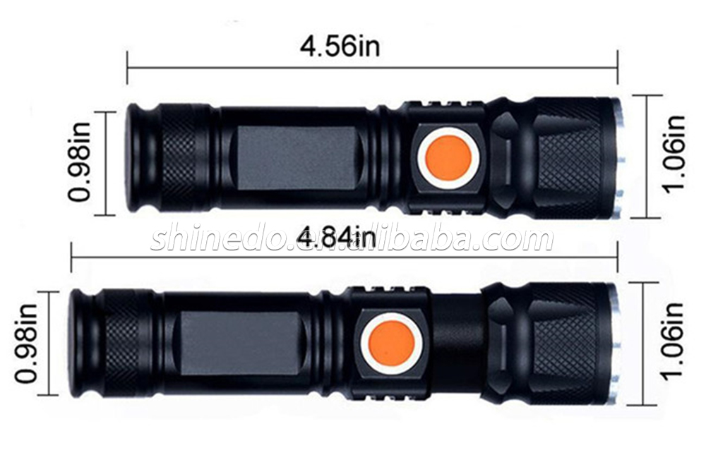 LED USB  Charge Flashlight with Stable Function, 18650 Lithium Battery Aluminium Alloy Made Tactic Flashlight