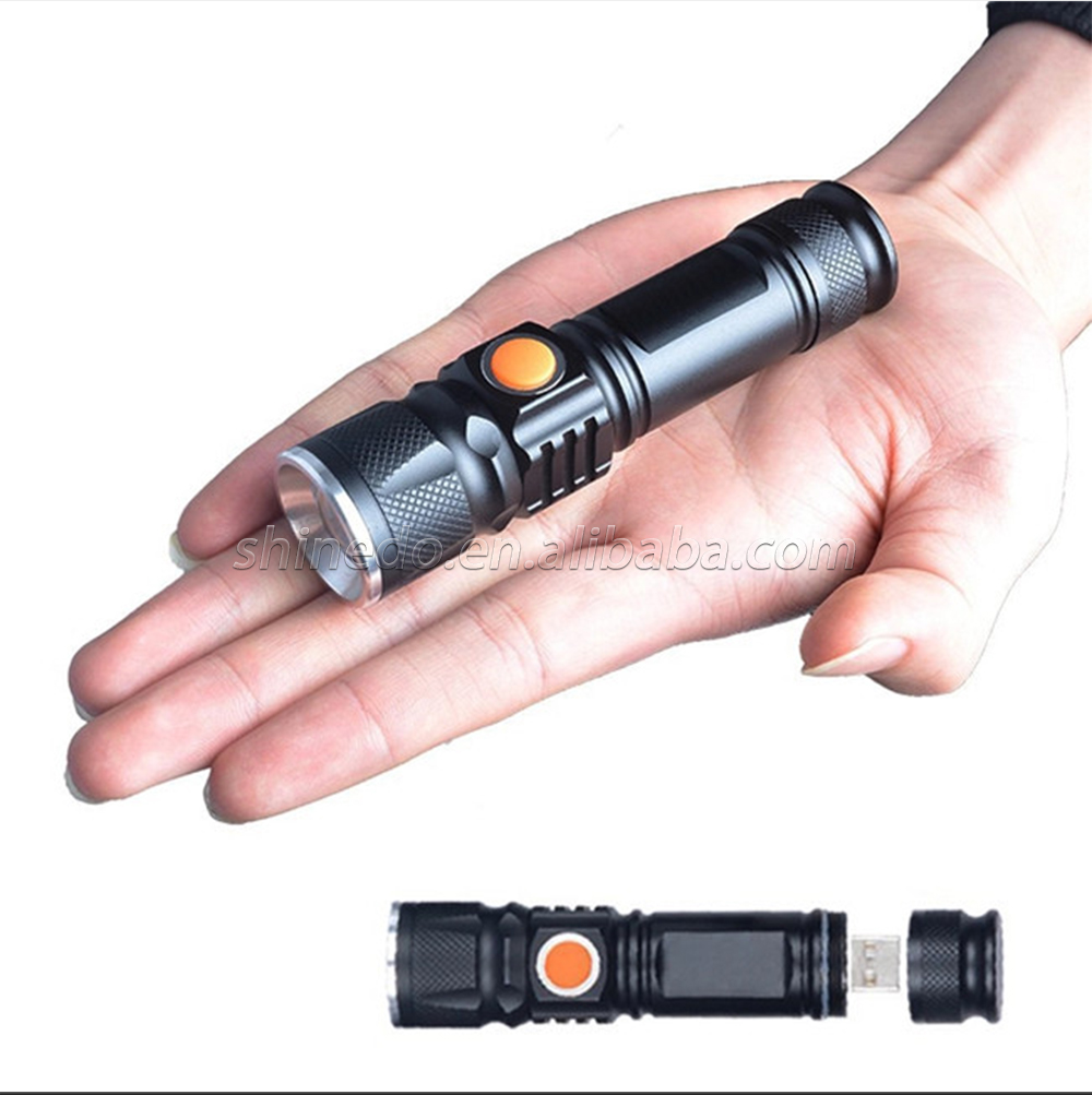 LED USB  Charge Flashlight with Stable Function, 18650 Lithium Battery Aluminium Alloy Made Tactic Flashlight