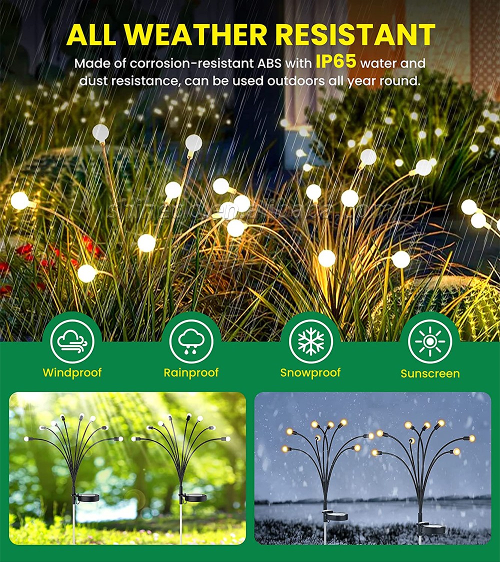 Outdoor Waterproof Holiday Firework 6LED Solar Garden Light Powered Firefly Lamp Starburst Solar Light