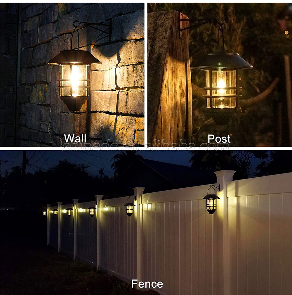 Solar Lantern Outdoor Lights, Hanging Wireless Waterproof Lantern Lights with Wall Mount Kit