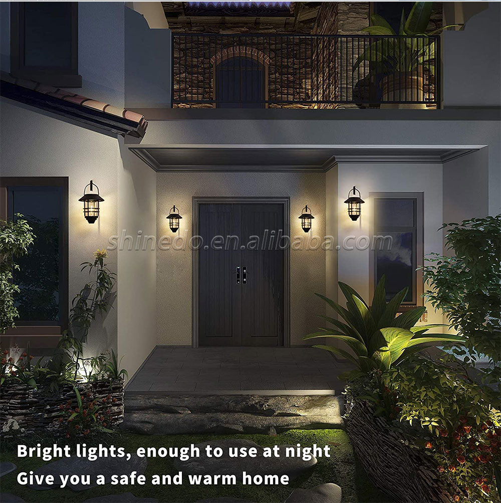 Solar Lantern Outdoor Lights, Hanging Wireless Waterproof Lantern Lights with Wall Mount Kit