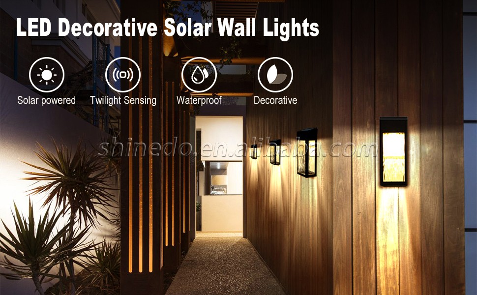 Decorative Solar Lighting Waterproof Solar Post Accent Wall Lights for Fence, Backyard, Garden, Front Door, Patio