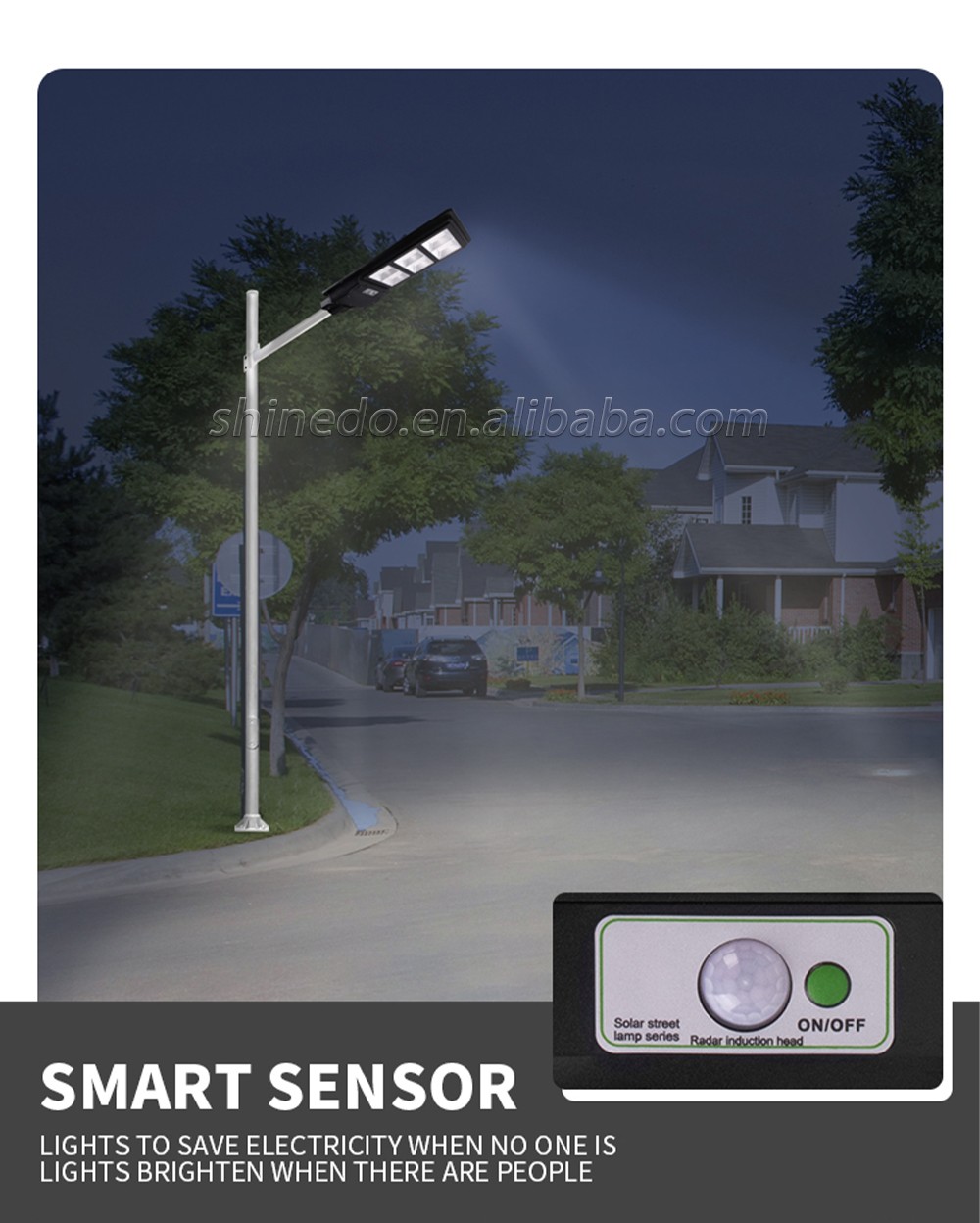 Street Light Solar Powered LED Beads Auto Radar Sensor Wall Lamp Waterproof Remote Control Lighting for street yard decoration