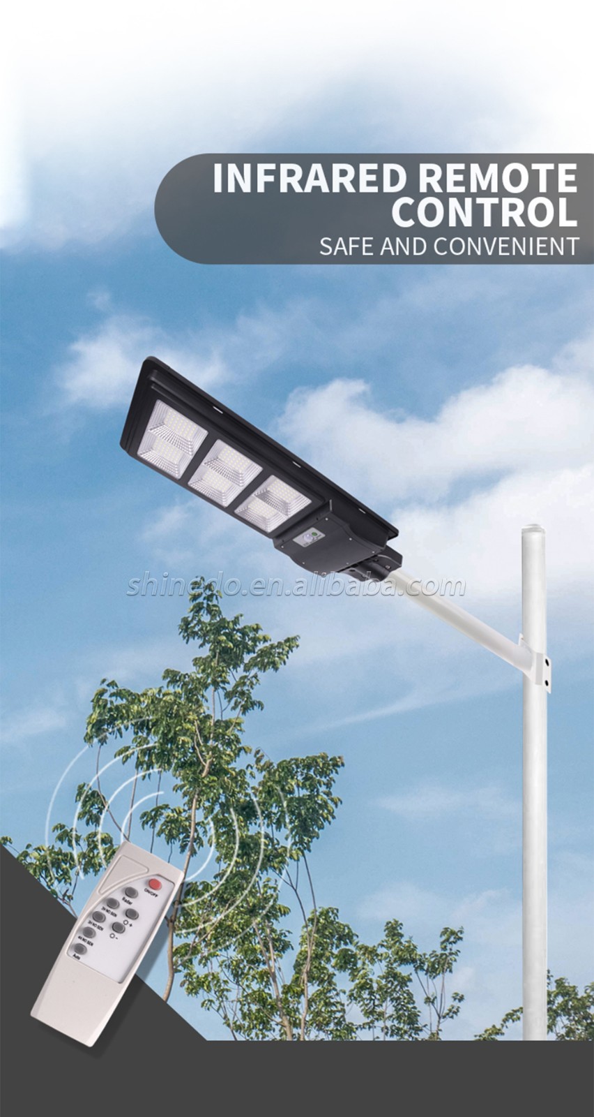 Street Light Solar Powered LED Beads Auto Radar Sensor Wall Lamp Waterproof Remote Control Lighting for street yard decoration