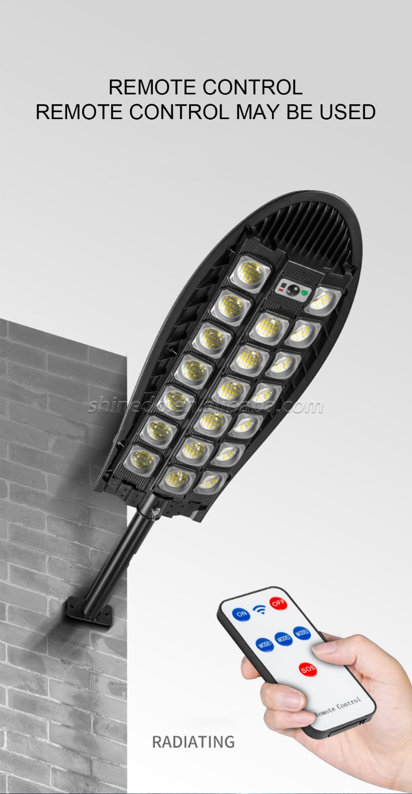 208/286/364/442/520/598 LED Highlight Solar Street Lamp Three Modes Induction Street Light Solar Garden Lamp with Remote Control
