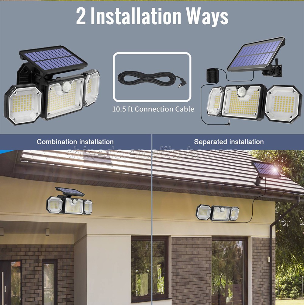 Outdoor Solar Floodlight 226LED 6500K LED Solar Motion Sensor Light 3 modes Wide Angle lighting IP65 Waterproof security light