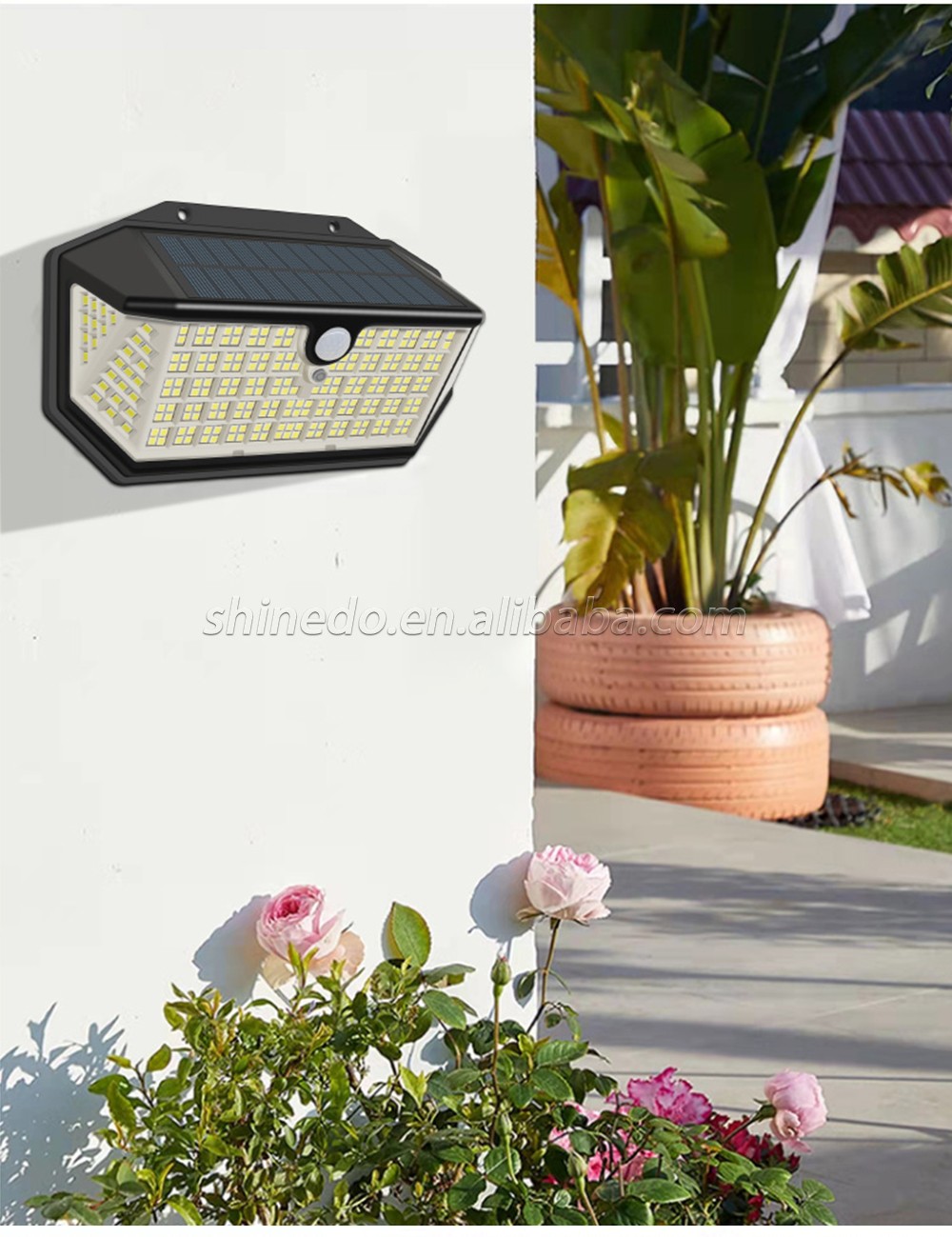 266 LED Solar Wall Lights Outdoor Solar Lamp PIR Motion Sensor Solar Powered Sunlight Street Light