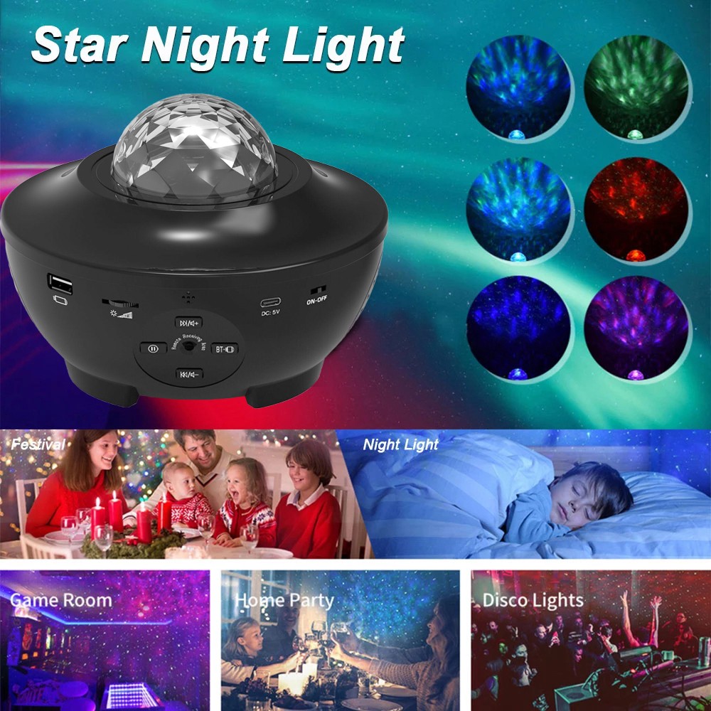 Smart Laser Starry Sky night light Projector BT Music Speaker Holiday Light Galaxy Star Projector With Remote Control