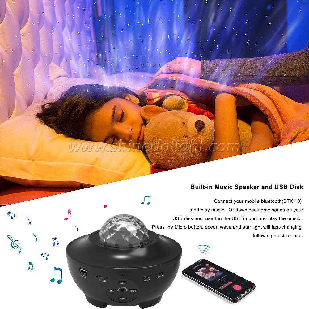 Smart Laser Starry Sky night light Projector BT Music Speaker Holiday Light Galaxy Star Projector With Remote Control