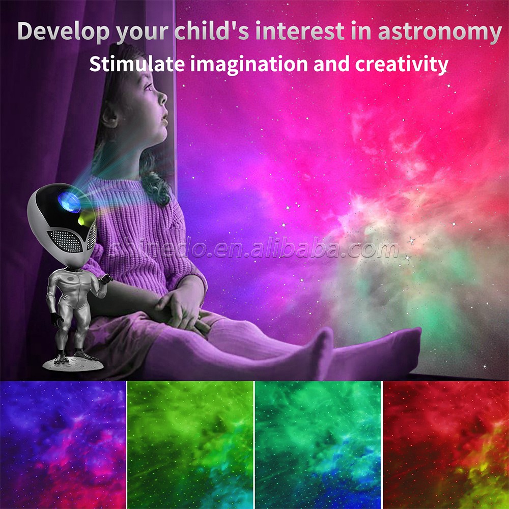 USB LED Night Light aliensun shape Smart Galaxy Projector Sky Star Light Projection Lamp for kids gift