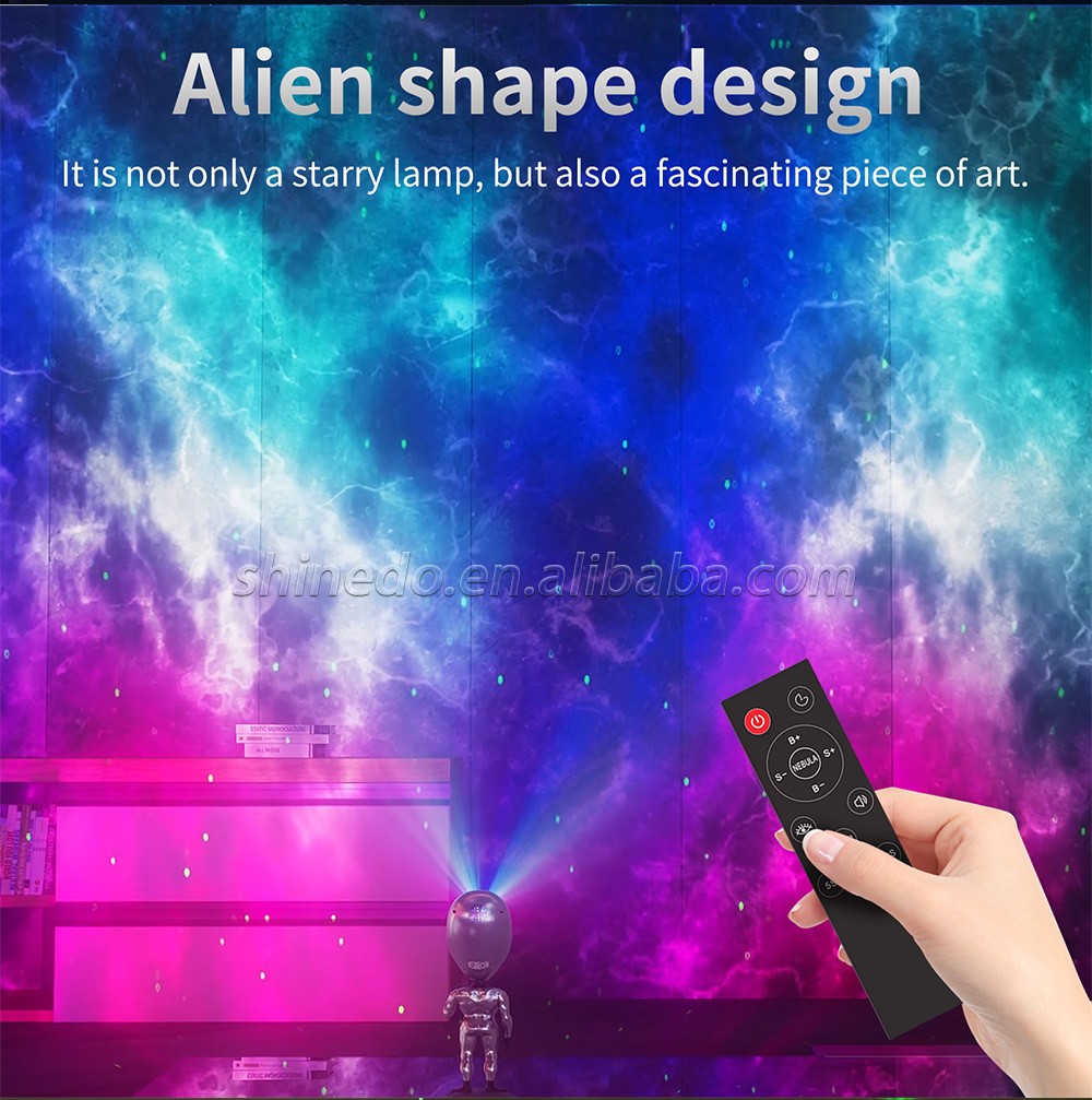 USB LED Night Light aliensun shape Smart Galaxy Projector Sky Star Light Projection Lamp for kids gift