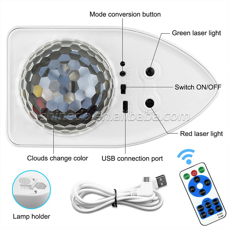 Remote Control Colorful Starry Sky Projection Lamp LED Laser Decoration Boat Star Galaxy Projector