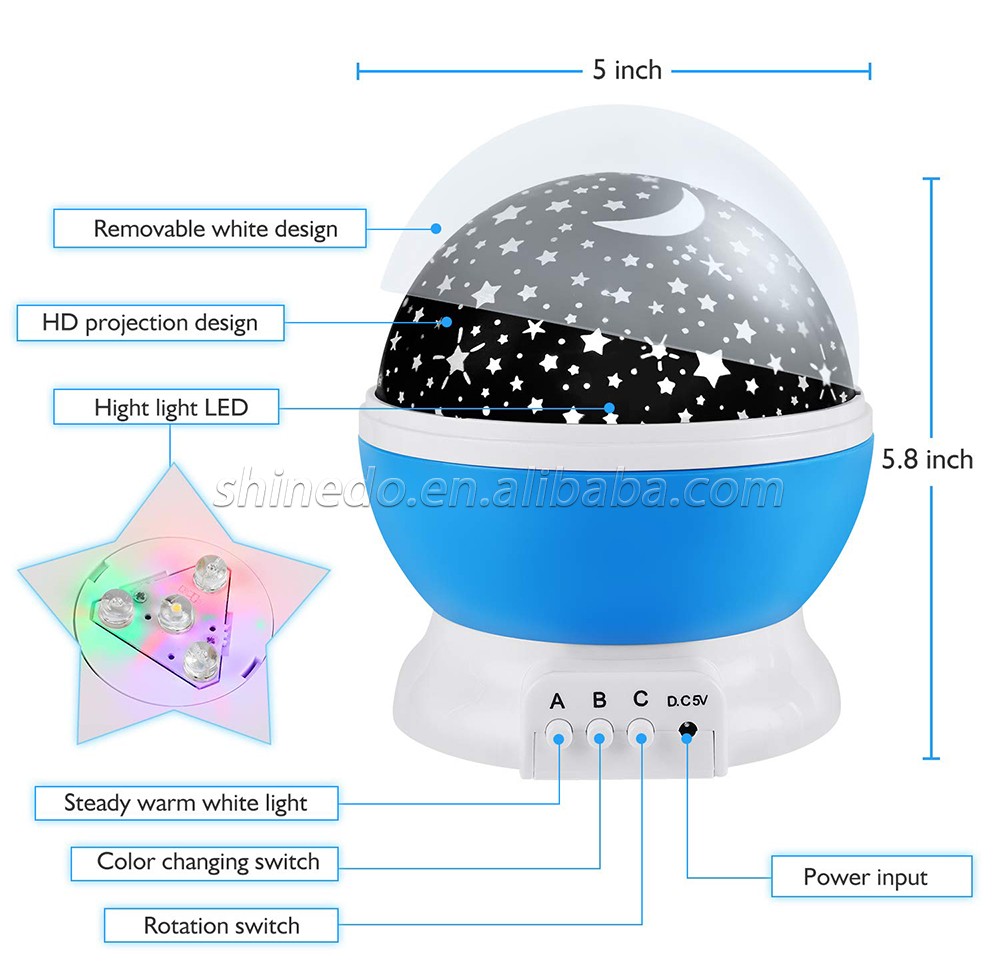 Star Projector Night Light Lamp Fun Gifts for Girls and Boys Rotating Star Sky Moon Light Projector for Kids Bedroom Decor