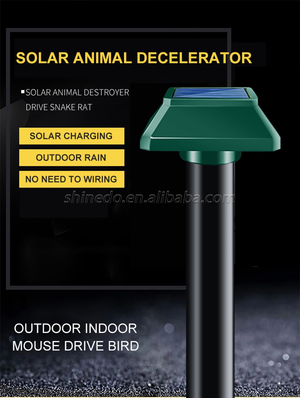 Outdoor Ultrasonic Spikes Waterproof Sonic Ultrasonic Gopher Mole Solar Repellent for Garden