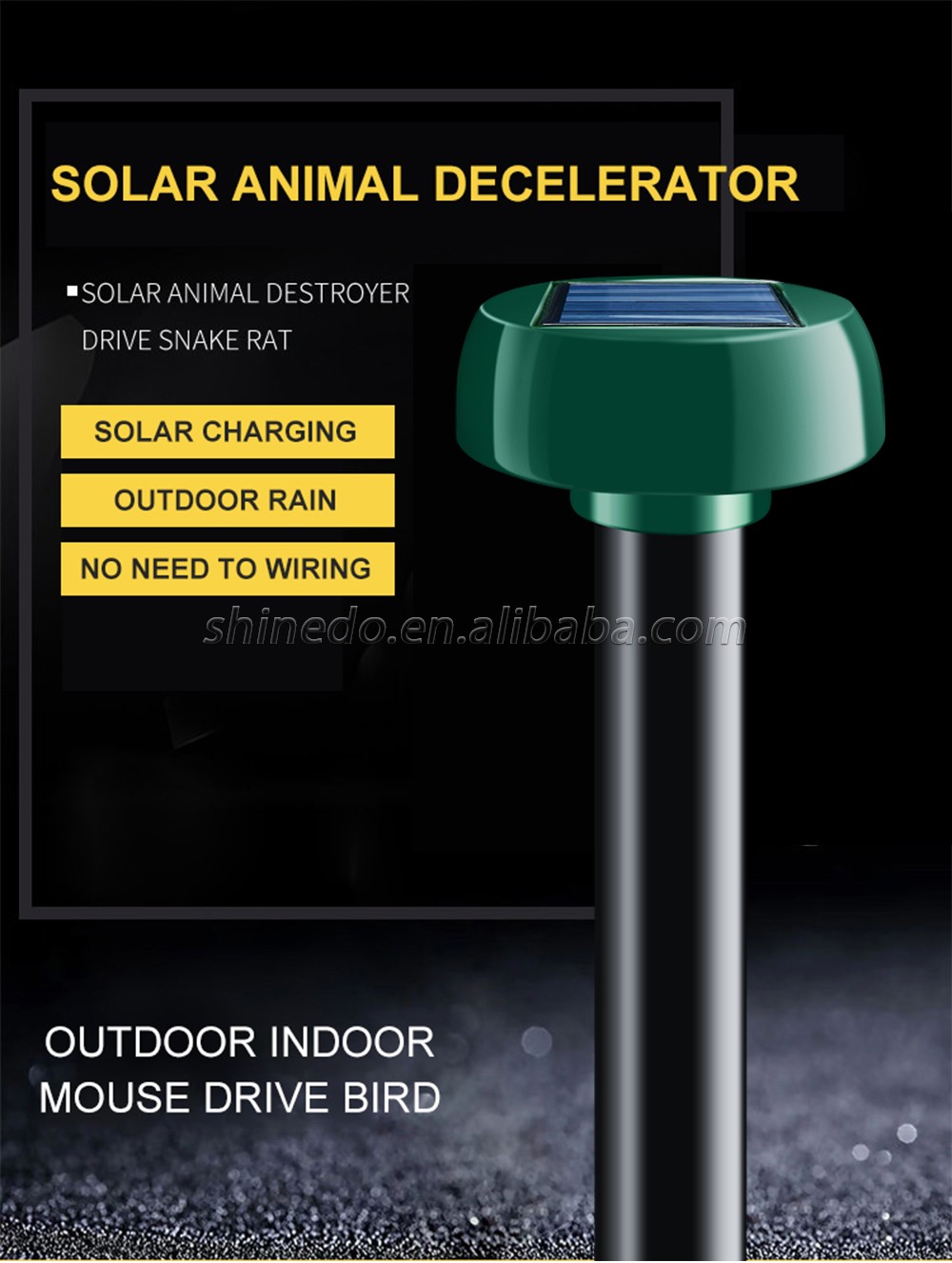 Solar Mole Repellent Ultrasonic Groundhog Repeller Snake Rodent Gopher Spikes Chaser Pest Control for Lawn Garden