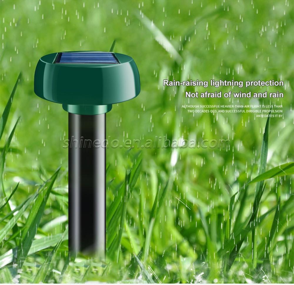 Solar Mole Repellent Ultrasonic Groundhog Repeller Snake Rodent Gopher Spikes Chaser Pest Control for Lawn Garden