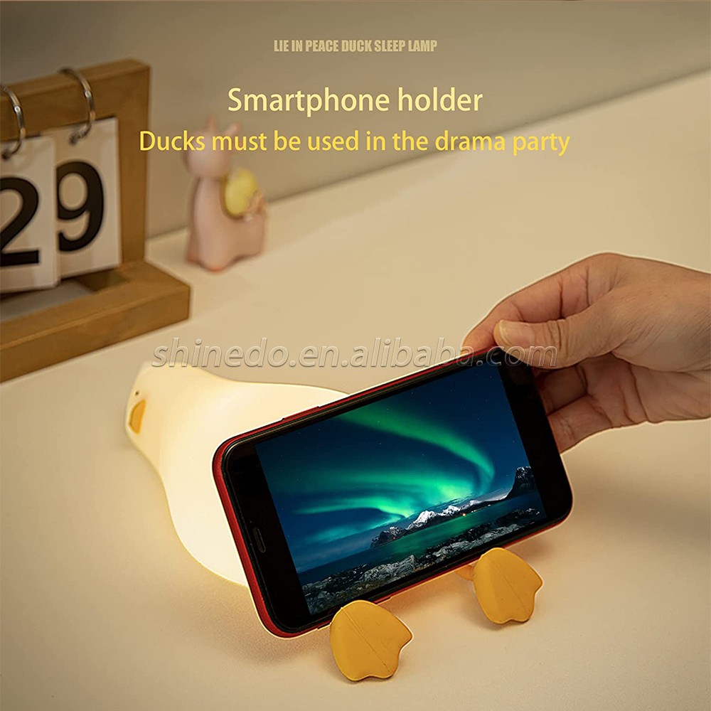 Cute Duck LED Night Light USB Rechargeable Dimming Touch Silicone Table Lamp Atmosphere Bedroom Baby Night Light