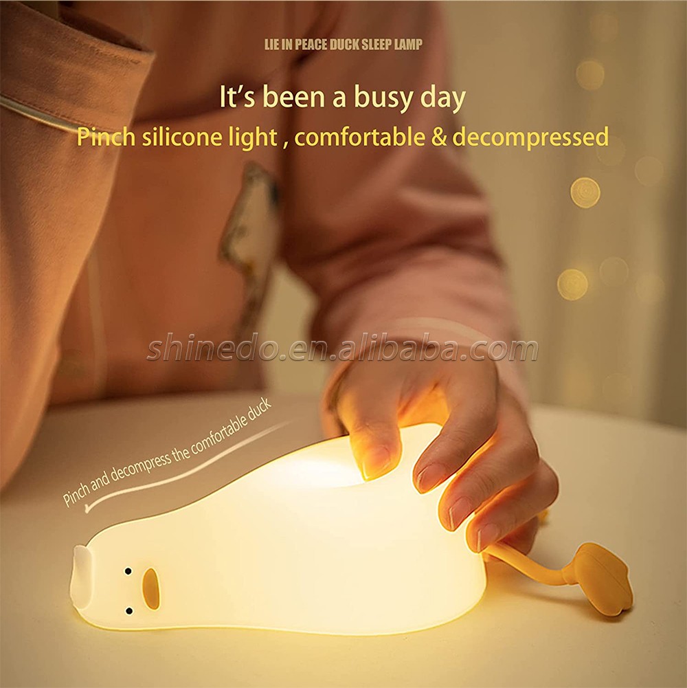 Cute Duck LED Night Light USB Rechargeable Dimming Touch Silicone Table Lamp Atmosphere Bedroom Baby Night Light