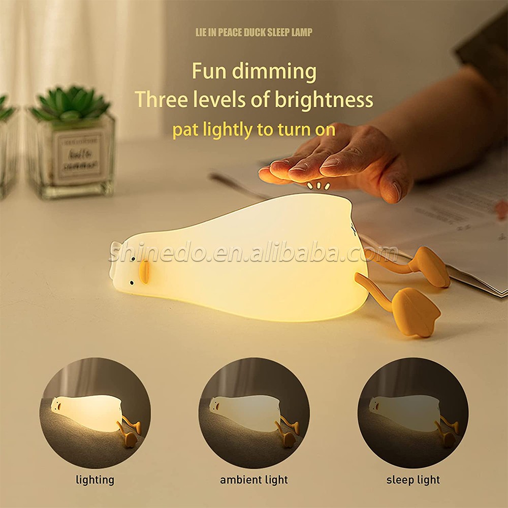 Cute Duck LED Night Light USB Rechargeable Dimming Touch Silicone Table Lamp Atmosphere Bedroom Baby Night Light