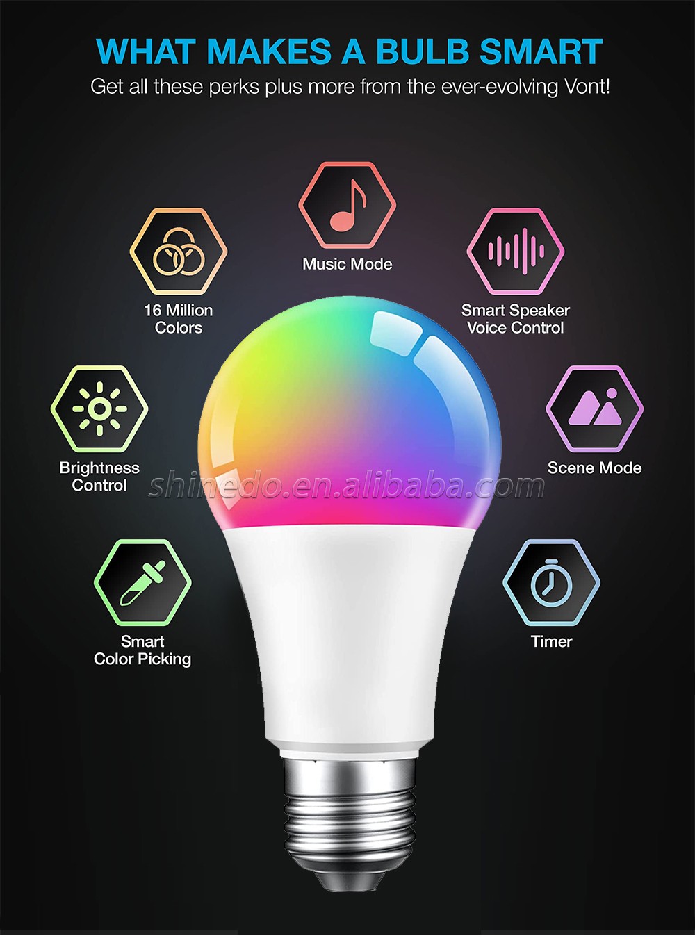 Smart home lights graffiti wifi bluetooth dimming color rgb remote control alexa voice smart bulbs led bulb