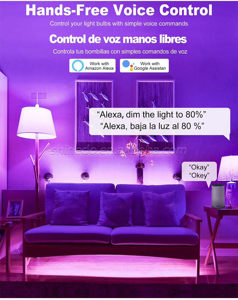 Smart home lights graffiti wifi bluetooth dimming color rgb remote control alexa voice smart bulbs led bulb