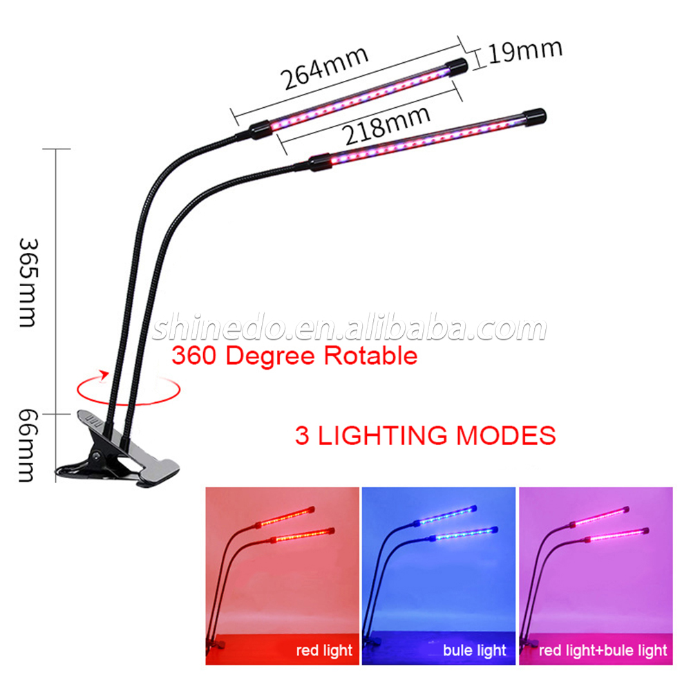 Best Sale Amazon Good Quality 360 Degree 3 Modes Dimmable Flexible Desk Clip Led Plant Grow Light