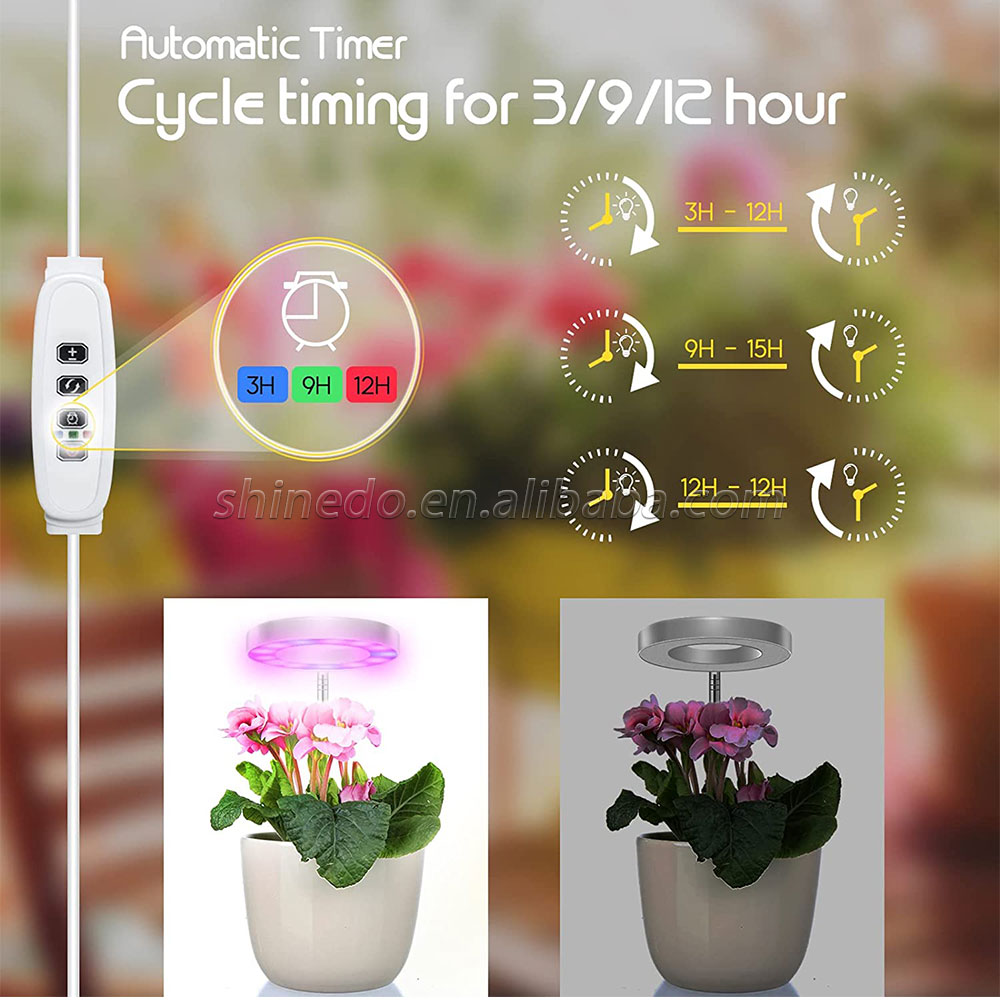 Full spectrum LED Houseplant Light Adjustable Height Growing light timer Switch 4 segments dimming